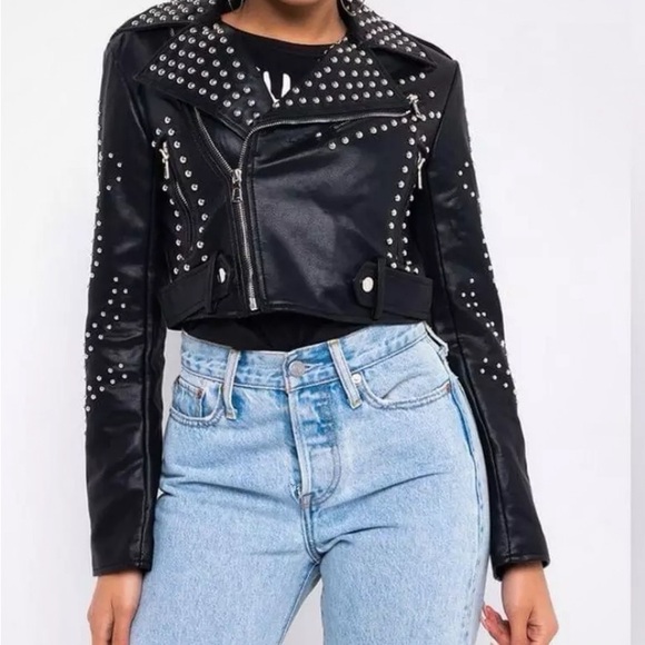 AKIRA Black Studded Leather Jacket - Picture 3 of 6